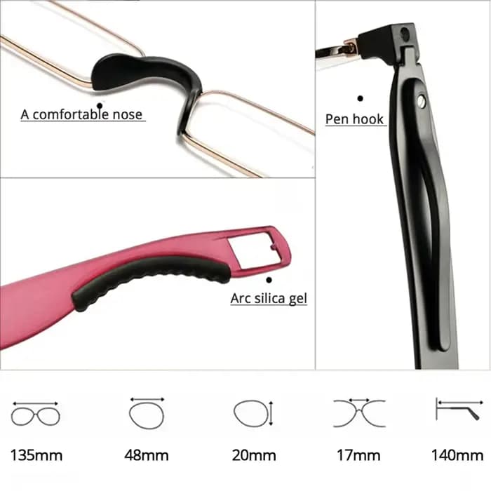 Guanhao Aniti Bue-Lunettes de lecture pliantes à rayons lumineux pour hommes et femmes, Dioptrie rot