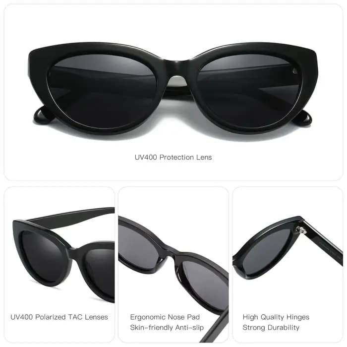 ZENOTTIC rétro œil de chat lunettes de soleil polarisées à la main en acétate UV400 Protection lunet