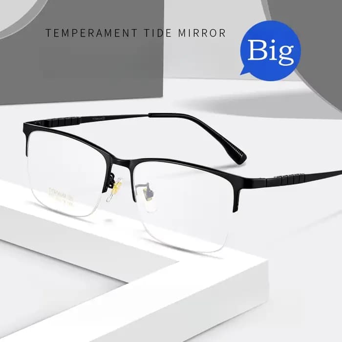 YIMARUILI-Lunettes optiques carrées ultra-légères pour hommes, demi-monture, titane pur, rétro, affa