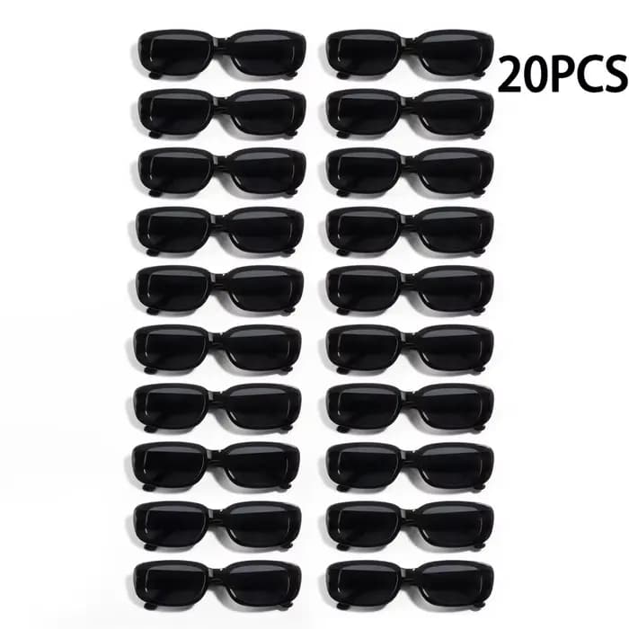20 pièces Vintage noir carré lunettes De soleil femme marque De luxe petit rectangle lunettes De sol