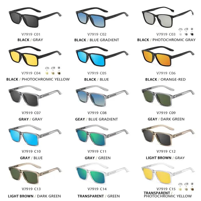 VEITHDIA 2 Paires de Lunettes de Soleil Polarisées UV400 Tendance D7919 avec Verres Photochromiques
