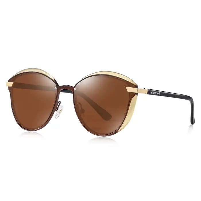 BARCUR Style lunettes de Soleil Polarisées Pour Femmes Catmore Rond Soleil Verre Dames Femme Lunette
