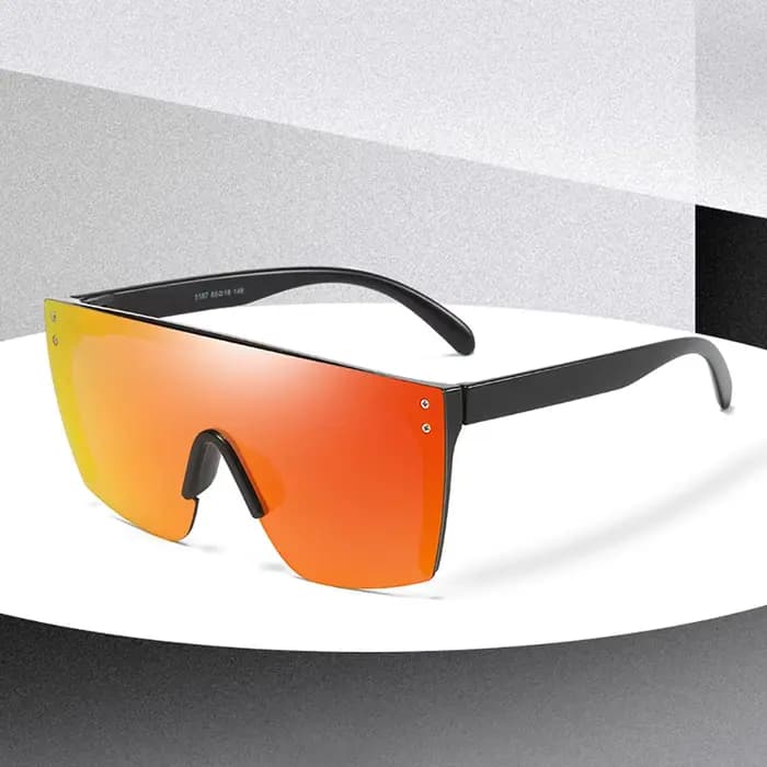 Lunettes de soleil miroir surdimensionnées sans monture pour hommes et femmes, bouclier supérieur pl
