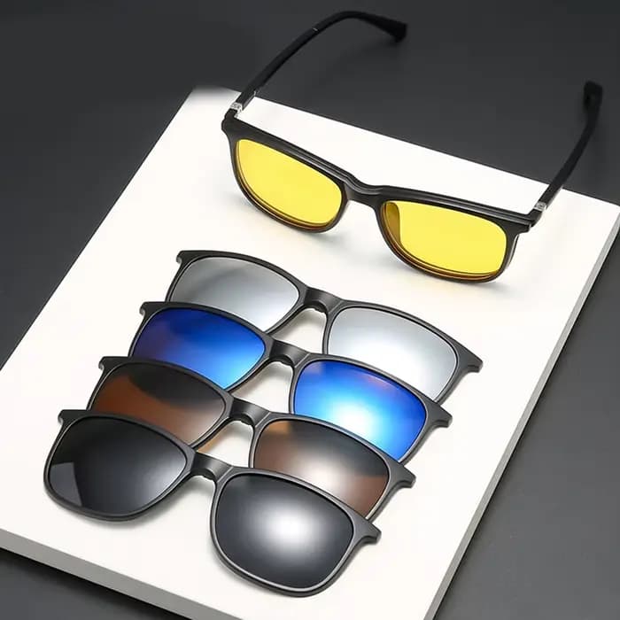 Lunettes de soleil polarisées à clip magnétique pour hommes et femmes, 6 en 1, TR90, contrevenants o
