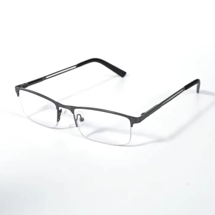 Lunettes de lecture demi-cerclées marron 2026 pour hommes, monture métallique semi-rimless, anti-lum