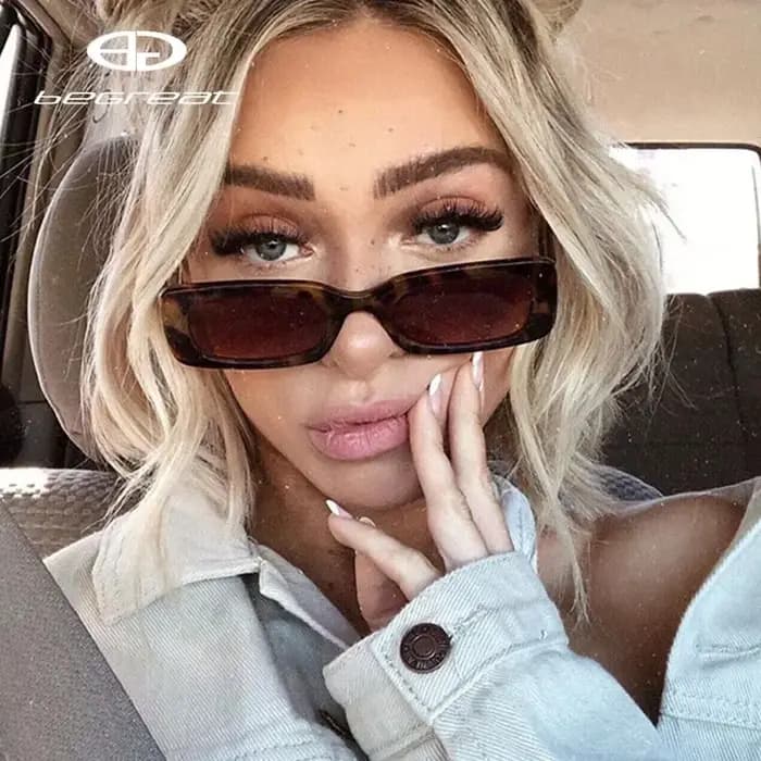 BEGREAT – Lunettes de soleil rectangulaires rétro, de marque, vintage, pour femme, protection UV400