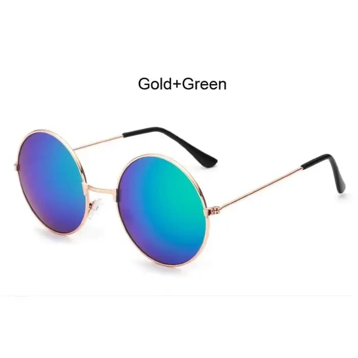 Femmes mâle petit cadre en métal coloré océan miroir rétro classique rond lunettes de soleil femmes