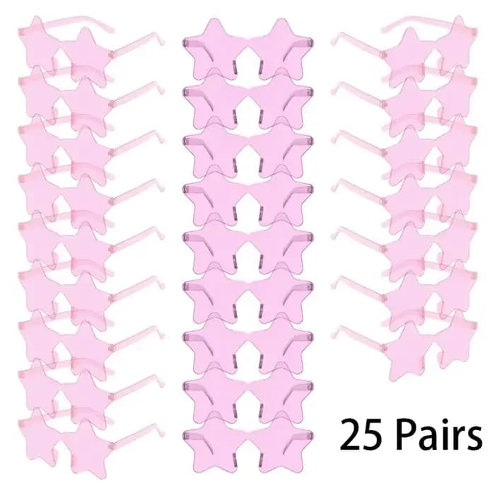 25 paires de lunettes de soleil sans bords en forme d'étoile pour hommes, mode mignon couleur bonbon