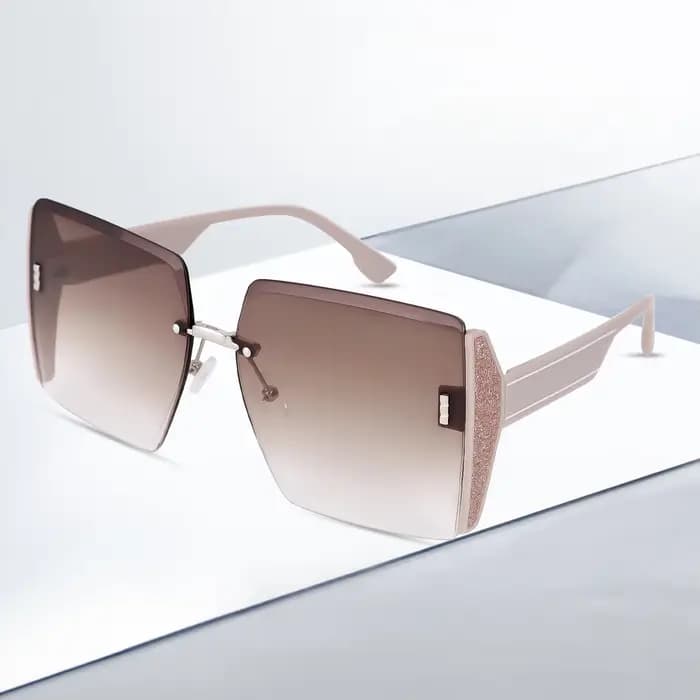 Lunettes de soleil carrées Vintage pour femmes, classiques rétro dégradé miroir sans cadre, mode fém