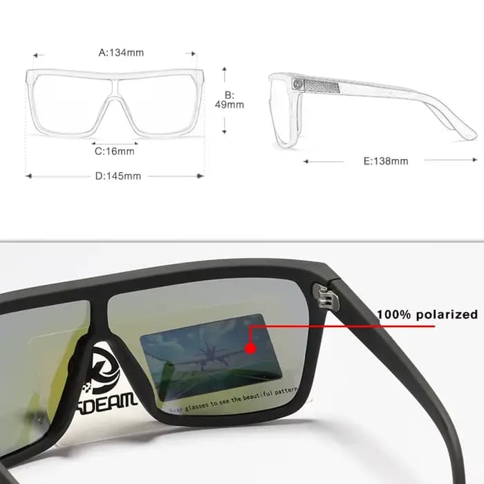 KDEAM une pièce forme hommes lunettes de soleil polarisées élastique peinture Surface lunettes de so
