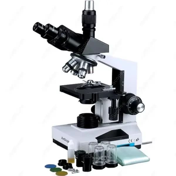 Microscope trinoculaire vétérinaire de laboratoire clinique 40X-2000X, fournitures AmScope 40X-2000X