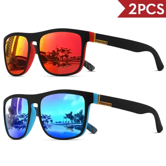 Lunettes de soleil de sport polarisées carrées classiques, monture PC légère UV400 pour la conduite,