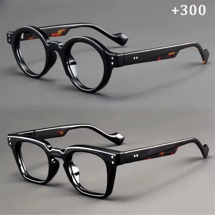 Un ensemble de 2 lunettes de lecture rondes et carrées vintage, adaptées aux hommes et aux femmes, c