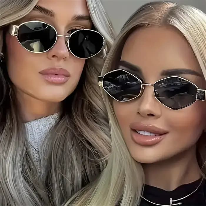 2 pièces Vintage Style Punk lunettes de soleil rétro rond cadre en métal femmes lunettes de soleil l
