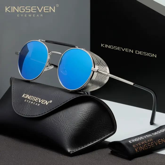 KINGSEVEN – lunettes de soleil rétro gothiques Steampunk, polarisées UV400, pour hommes et femmes, à