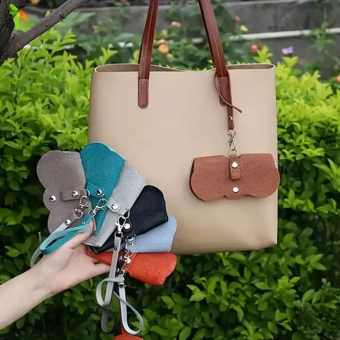 Housse de lunettes en relief Litchi, 1 pièce, jolie pochette suspendue en cuir PU pour lunettes de s