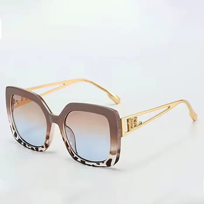 Lunettes de soleil Vintage pour femmes, monture transparente à la mode, verres dégradés, marron et o