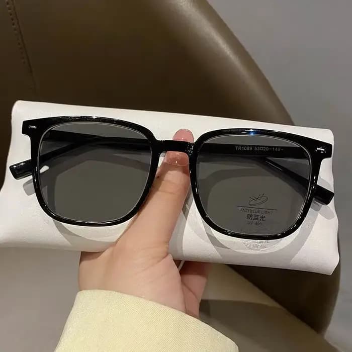 Lunettes de soleil myopie à cadre noir pour hommes, lumière plate, grandes lunettes de vue de près,