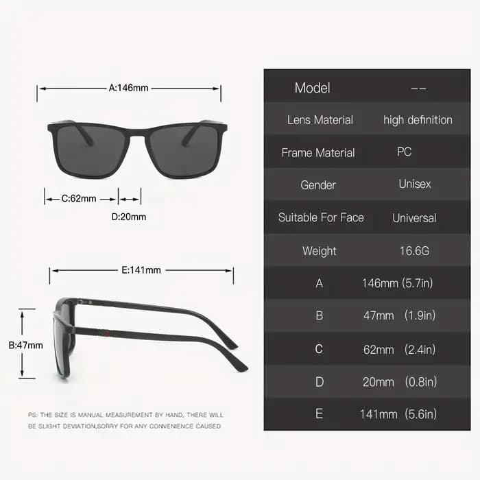 Lunettes de soleil de protection polarisées carrées, Anti-éblouissement, pour fête d'été, vacances,