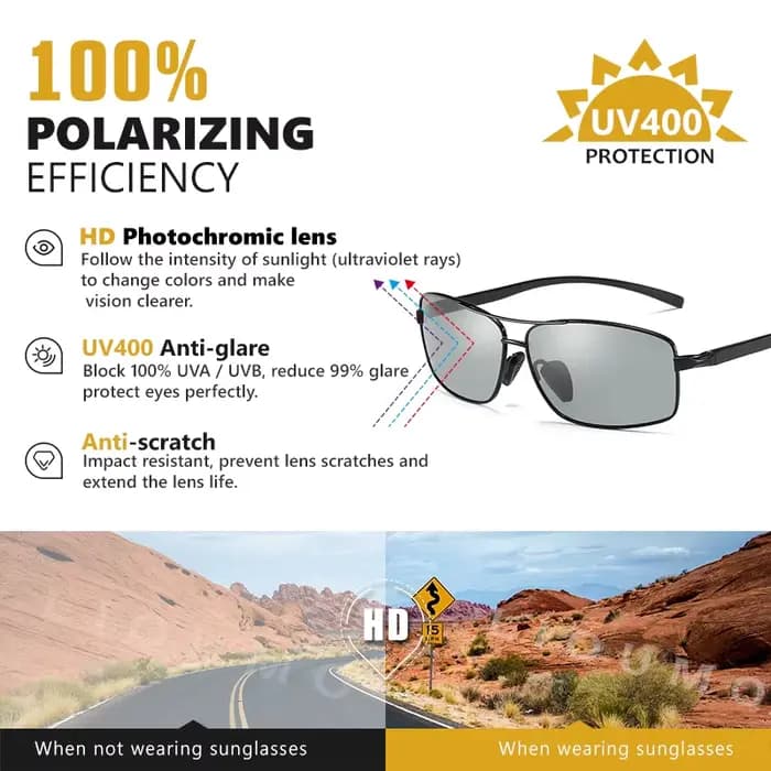 LIOUMO – lunettes de soleil polarisées pour hommes et femmes, photochromiques, de conduite, de quali