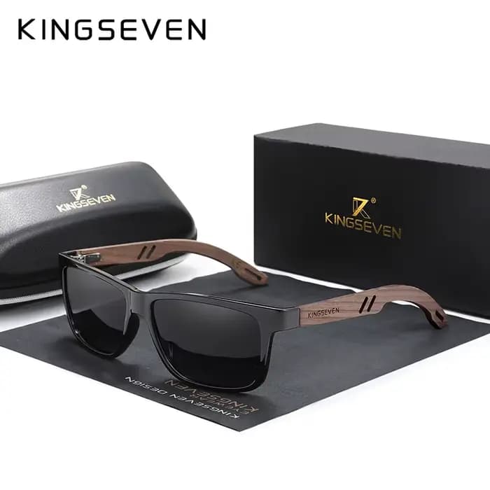 KINGSEVEN 100% lunettes De soleil polarisées Vintage hommes en bois bois Protection UV400 mode lunet