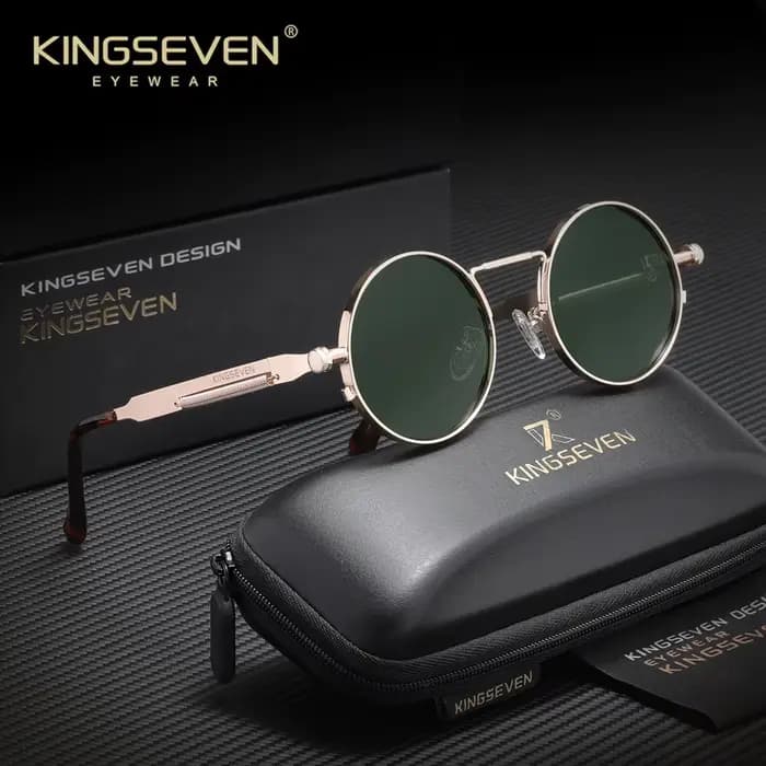 KINGSEVEN Lunettes de soleil rondes gothiques steampunk pour hommes et femmes, accessoire de style r