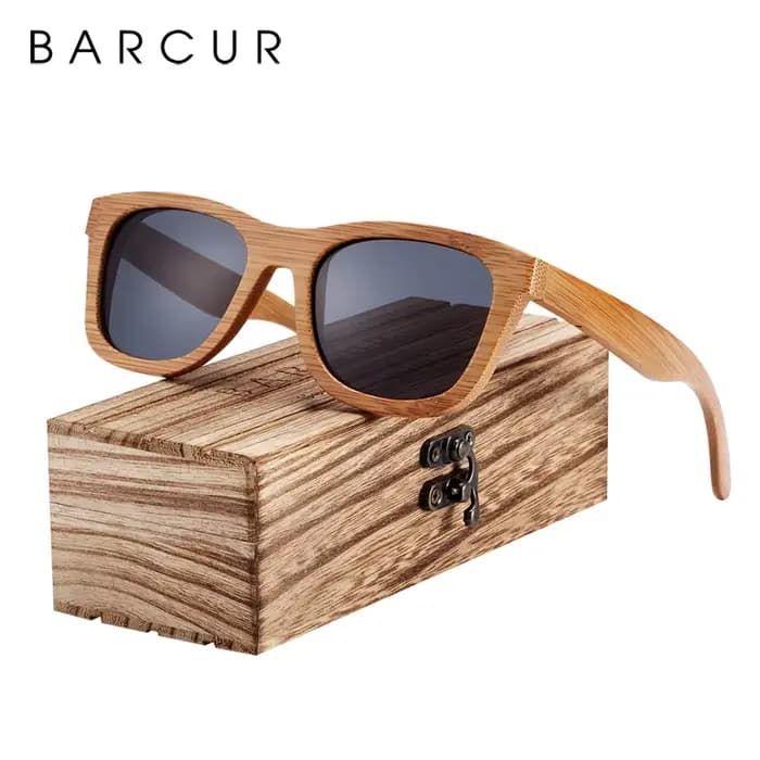 BARCUR-Lunettes de soleil rétro pour hommes et femmes, polarisées, en bambou, faites à la main, en b