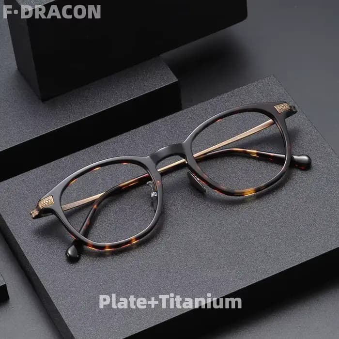 F.DRACON nouveau cadre de lunettes en titane rétro carré hommes et femmes cadre de lunettes plaque o