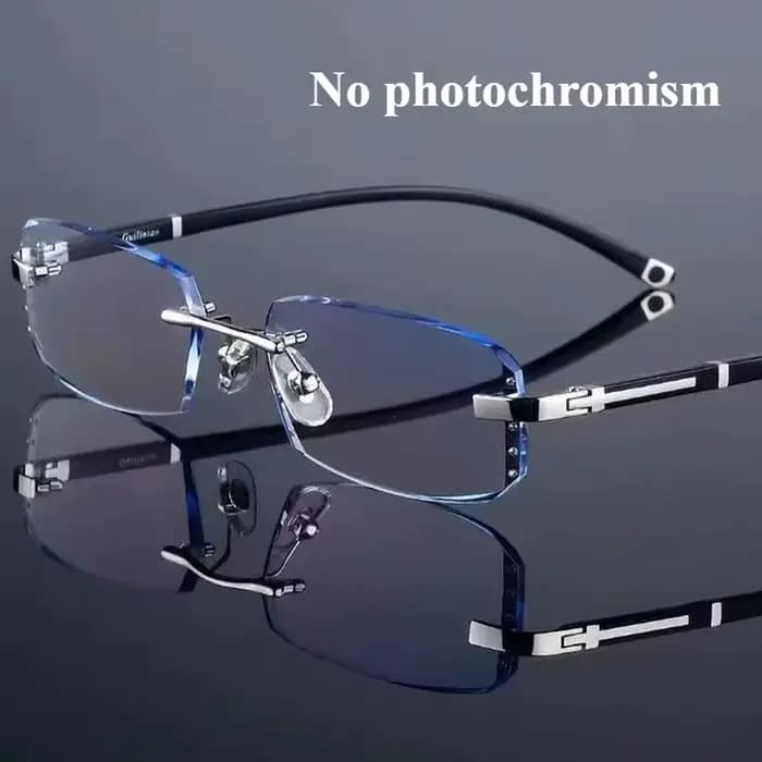 Lunettes de lecture à bord coupé sans cadre à la mode, lunettes photochromiques Anti-lumière bleue,