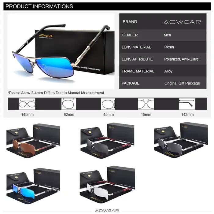 AOWEAR-Lunettes de soleil carrées de luxe pour hommes et femmes, miroir rétro polarisé, nuances vint