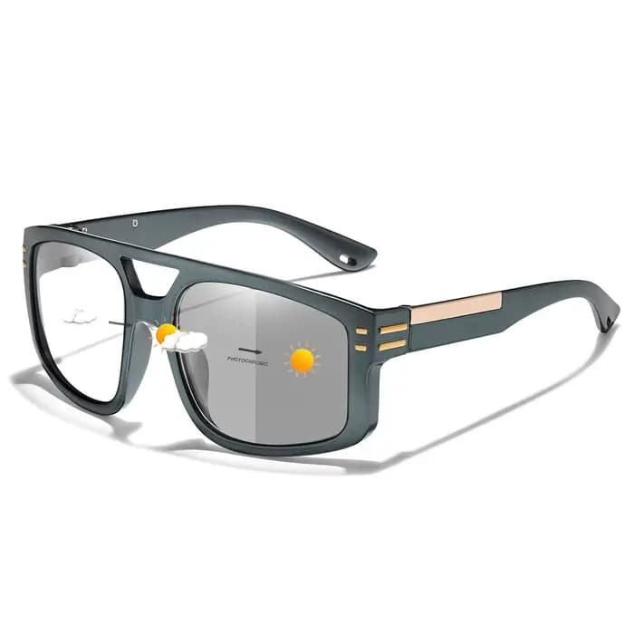 Lunettes de soleil photochromiques pour hommes et femmes, à grande monture avec pièces métalliques,