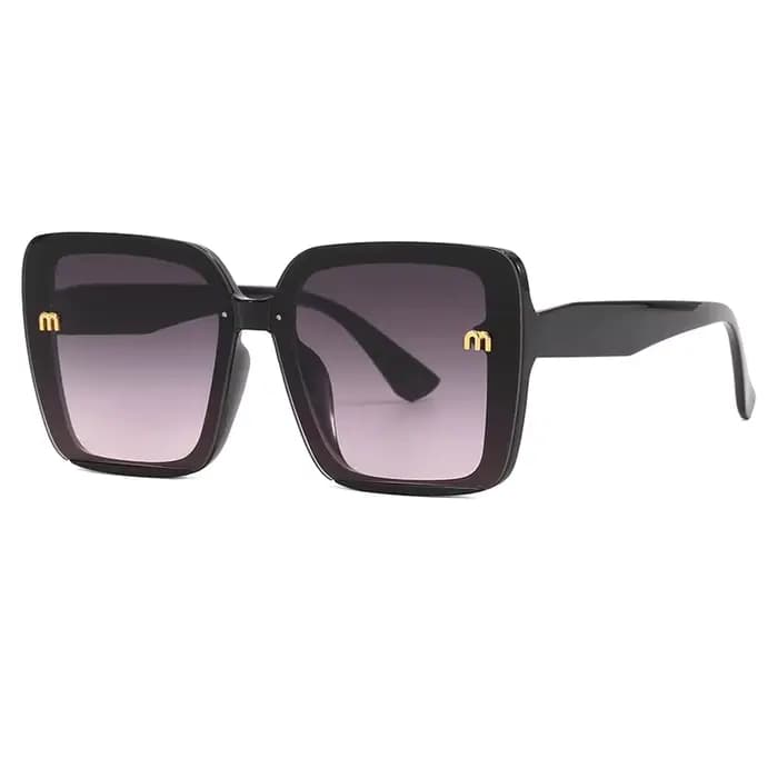 Lunettes de soleil carrées classiques à grand cadre pour hommes et femmes, design de lettre rectangu