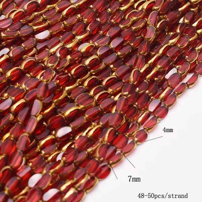 4x7mm 50 pcs/lot Briolette perles de verre ovales placage couleur or cristal verre perles d'espaceme