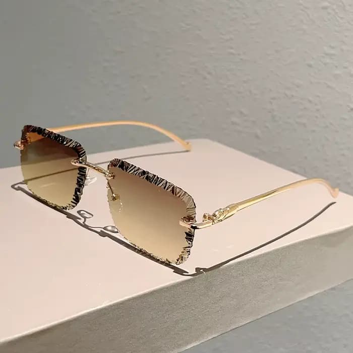 Lunettes de soleil carrées sans monture pour hommes, style vintage, dégradé, décontractées, pour fem
