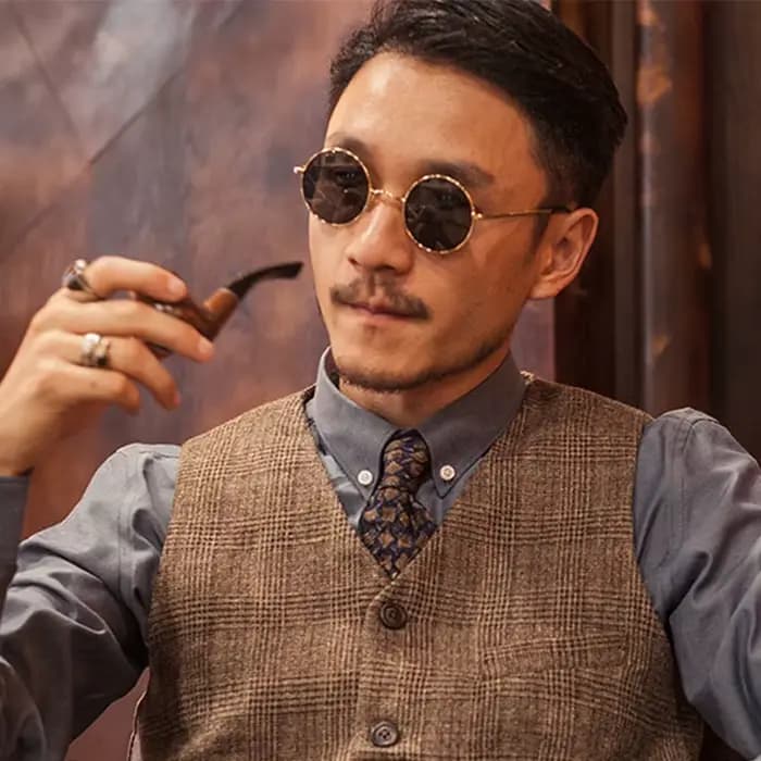 RUOBO – lunettes de soleil rétro polarisées à monture métallique ronde, pour hommes et femmes, lunet