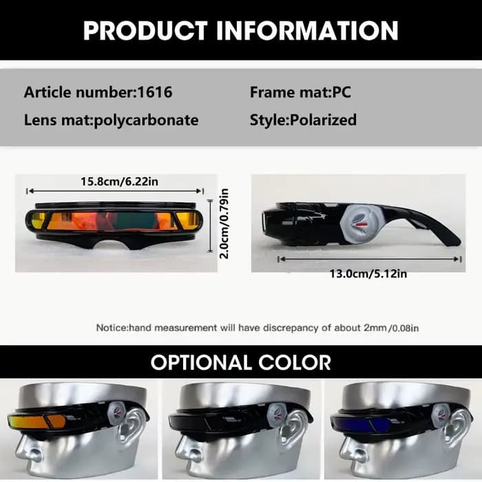 Lunettes de soleil rectangulaires pour hommes et femmes, matériau de mémoire, bouclier de cosplay, l