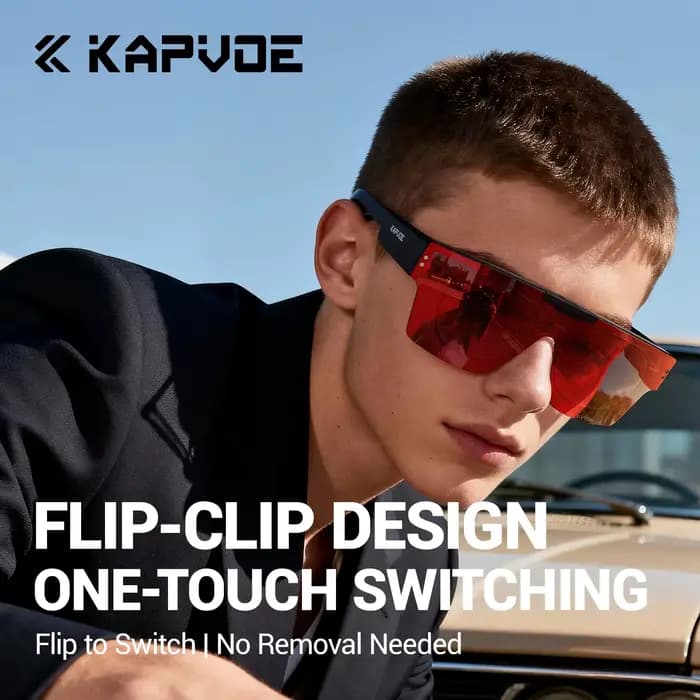 Lunettes de soleil sport KAPVOE à verres relevables pour hommes, photochromiques, adaptées au cyclis