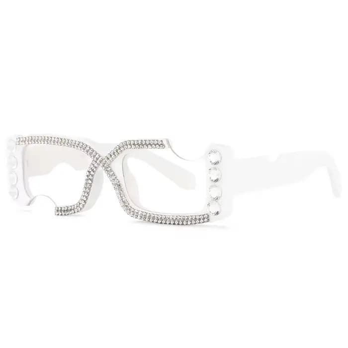 53614 femmes luxe diamant carré Anti bleu lunettes montures mode ordinateur lunettes Rectangle rose