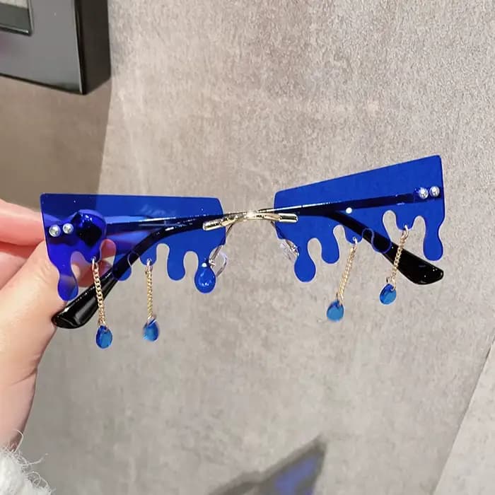 Lunettes de soleil en forme de neige fondante pour femmes, style amusant, lunettes de soleil sans mo