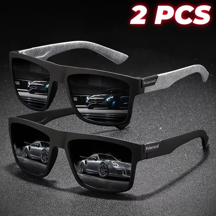 Lunettes de soleil de sport polarisées carrées rétro, légères UV400 pour la pêche et la conduite, un