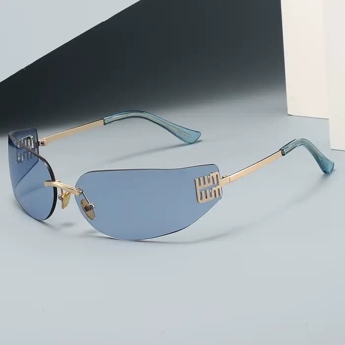 Lunettes de soleil haut de gamme pour femmes, sans cadre, incurvées, intégrées, pour la Protection d