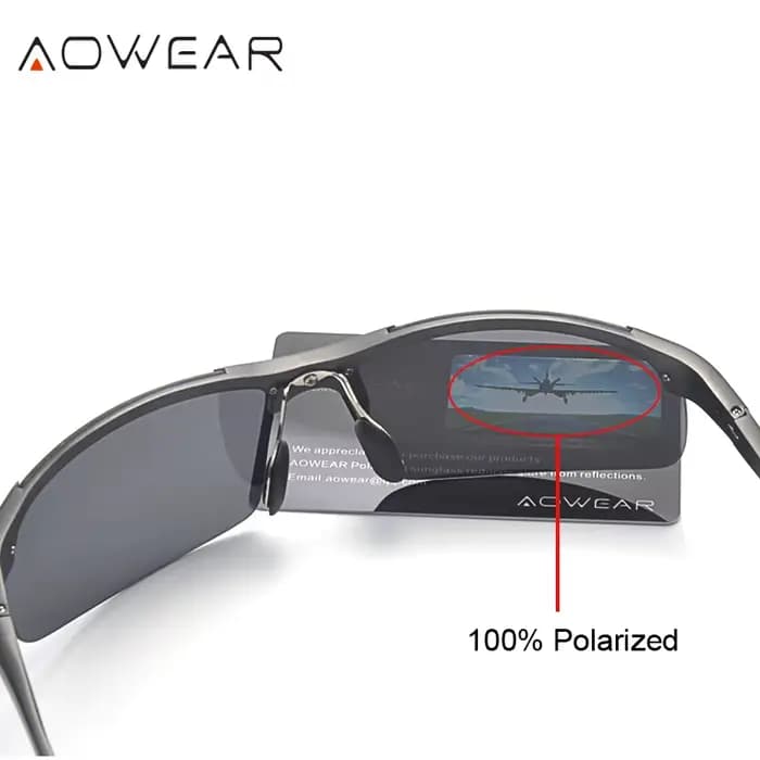 AOWEAR-Lunettes de soleil polarisées sans monture pour hommes, lunettes de conduite en aluminium, st