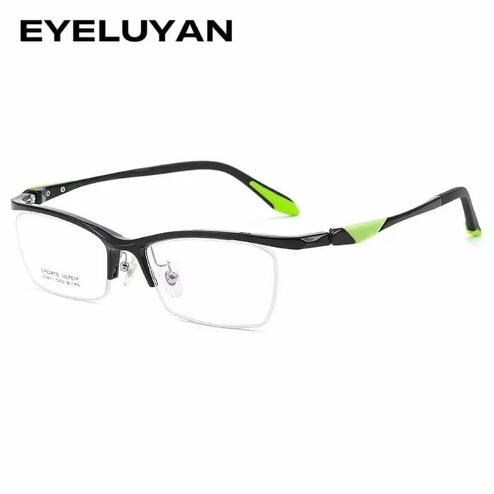 EYELUYAN Lunettes de vue de style sportif à demi-cercle de haute qualité, monture semi-sans monture,