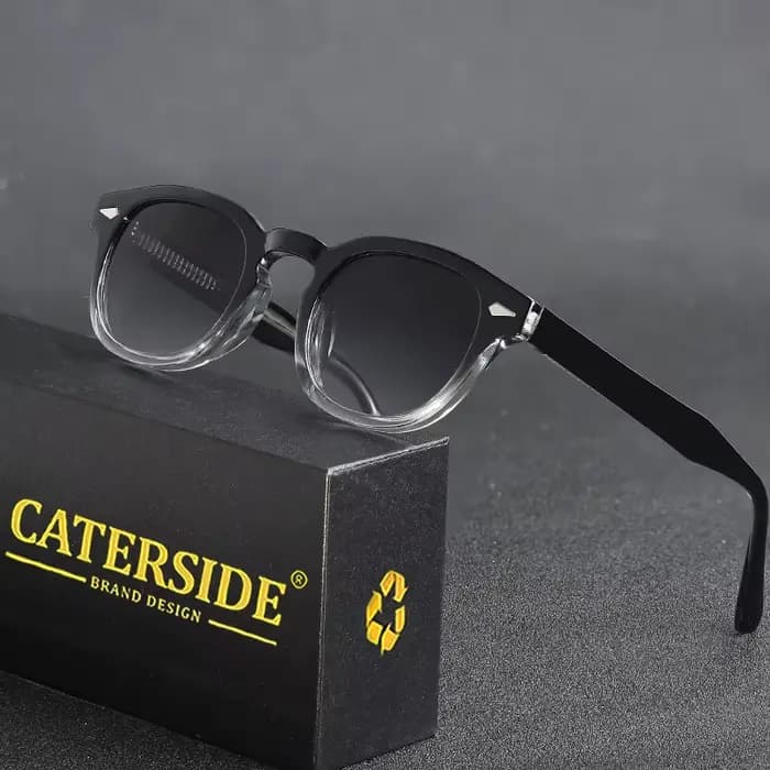 CATERSIDE rétro rond hommes lunettes de soleil Punk acide propionique broche Temple luxe lunettes de