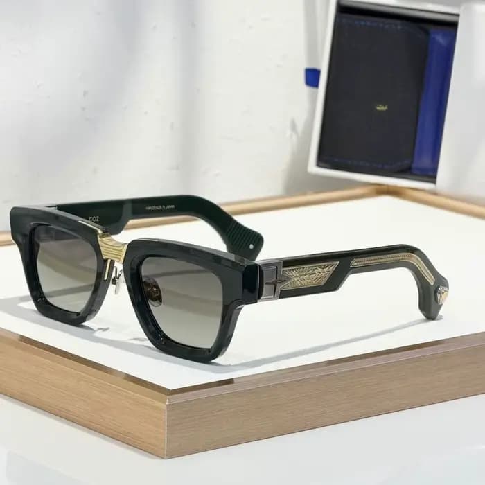 Lunettes de soleil carrées faites à la main GALACTIQUE pour hommes, en titane et acétate, protection