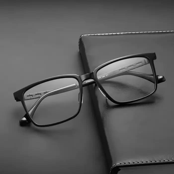 YIMARUILI Ultra-léger affaires pur titane carré lunettes cadre acétate rétro optique Prescription lu