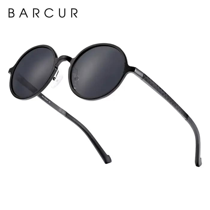 BARCUR-Lunettes de soleil rondes noires pour hommes et femmes, lunettes de soleil, lunettes de marqu