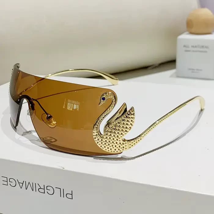 Lunettes de soleil surdimensionnées sans bords pour femmes, tendance Y2K 2025, incrustation de dégra