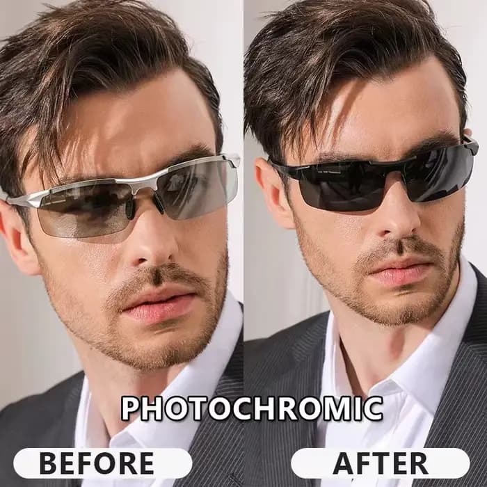 SZTZX-Lunettes de soleil photochromiques sans bords pour homme, polarisées, anti-UV, pour la conduit