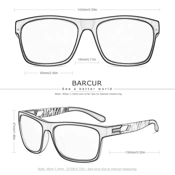 BARCUR-Lunettes de soleil polarisées de sport pour hommes, revêtement TAC coloré, cadre PC antidérap